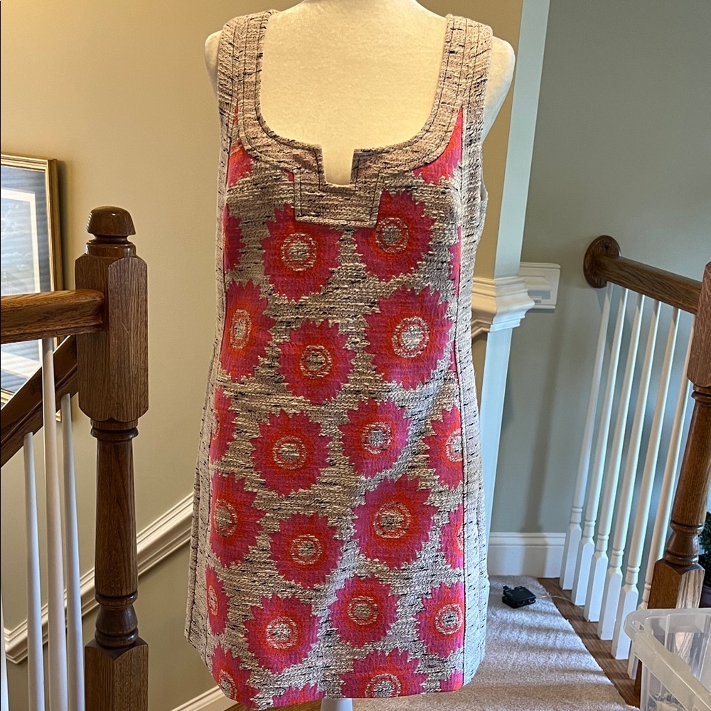 Trina Turk Pink and Tan Tweed Floral Mini Dress, NWT, 12